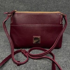 Dooney & Bourke Ginger Crossbody Bag Red Wine Pebble Leather Adjustable Strap